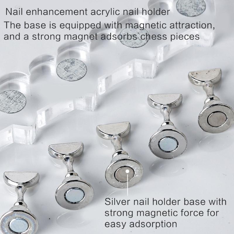Durable Acrylic Nail Art Practice Stand Magnetic Fingernail Display Holder for False Nails