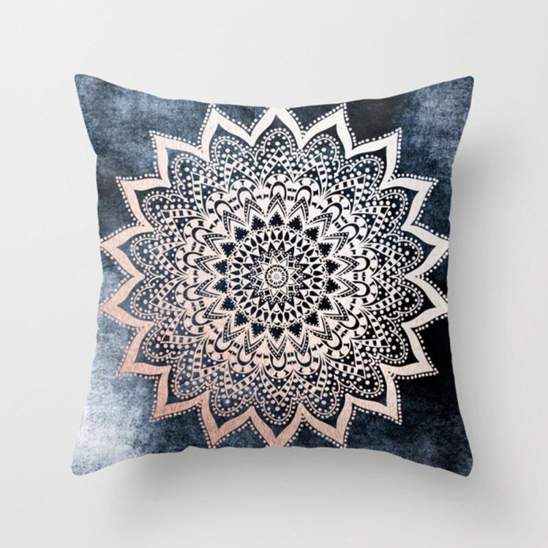 Abstract Pattern Bedside Pillowcase, Peach Skin Velvet Ethnic Style Mandala Color Palette Series