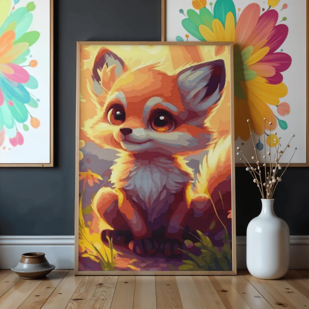 Obraz Do Malowania Po Numerach Z Ramą Uroczy Mały Lisek 50X70 Cm