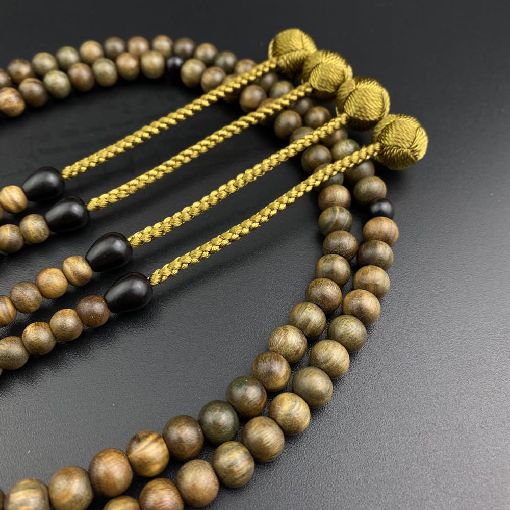 WONDERFUL LOTUS Shingon Buddhism Prayer Beads for Green Wood Ebony Sanskrit Genuine Prayer 108 Tree of Bead Bag Shaka Different Honren Assorted