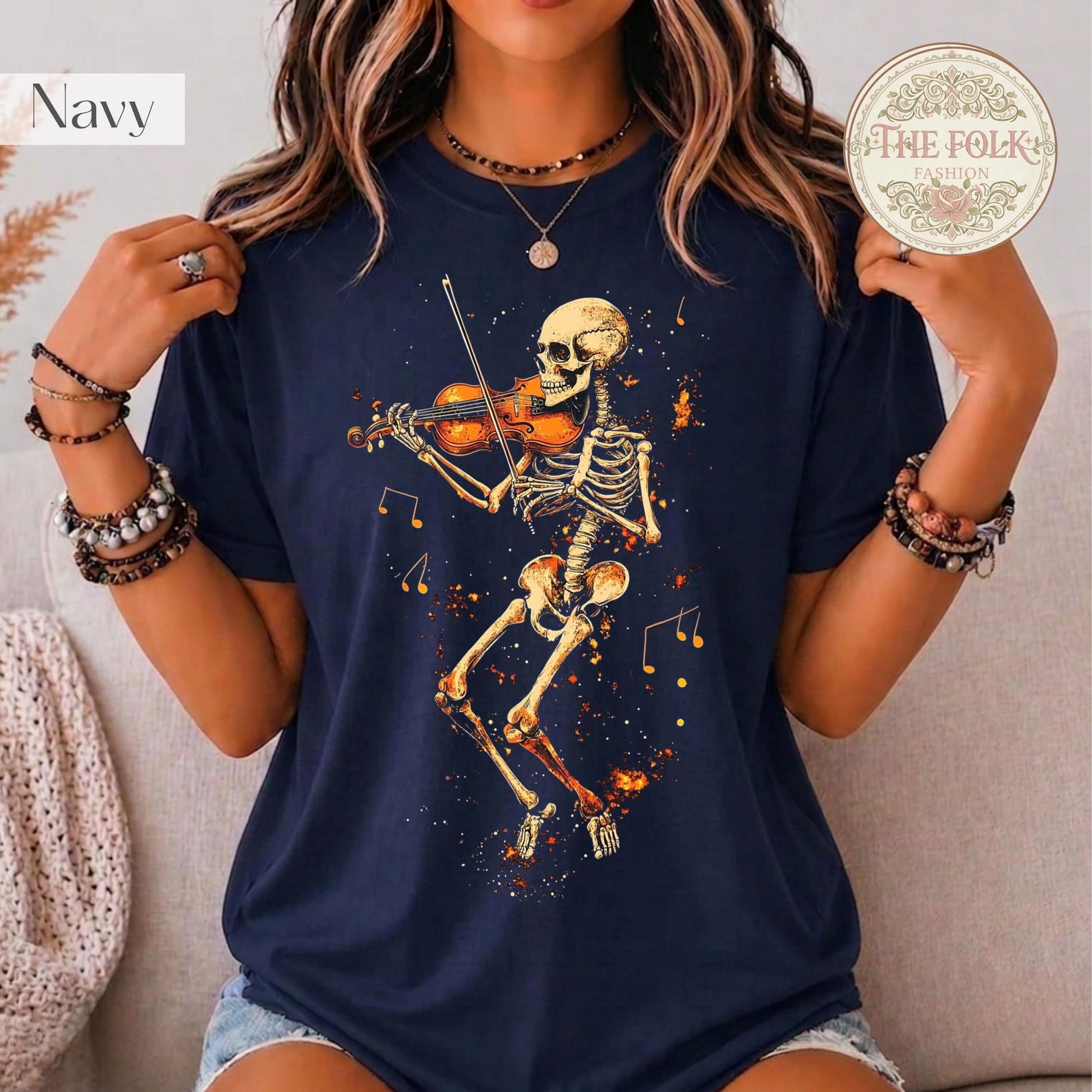 Skeleton Violin Shirt, Dark Academia Tee, Musical Skeleton T-shirt, Vintage Fiddle Shirt, Retro Gothic Music Tee, Funny Halloween T Shirt S