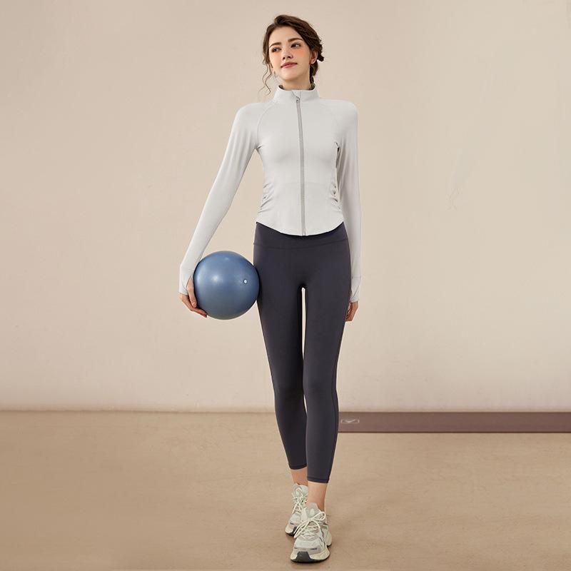 Yoga Clothing Women'S Spring Jacket Slim-Fit Sports Running Pilates Training Fitness Clothing Long Sleeve Top