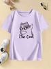 I Am Cool Cat Graphic Kids Tshirts Summer Short Sleeve Tees Cartoon Boys Girls Clothes Kawaii Kitten Tops Y2K Tshirt