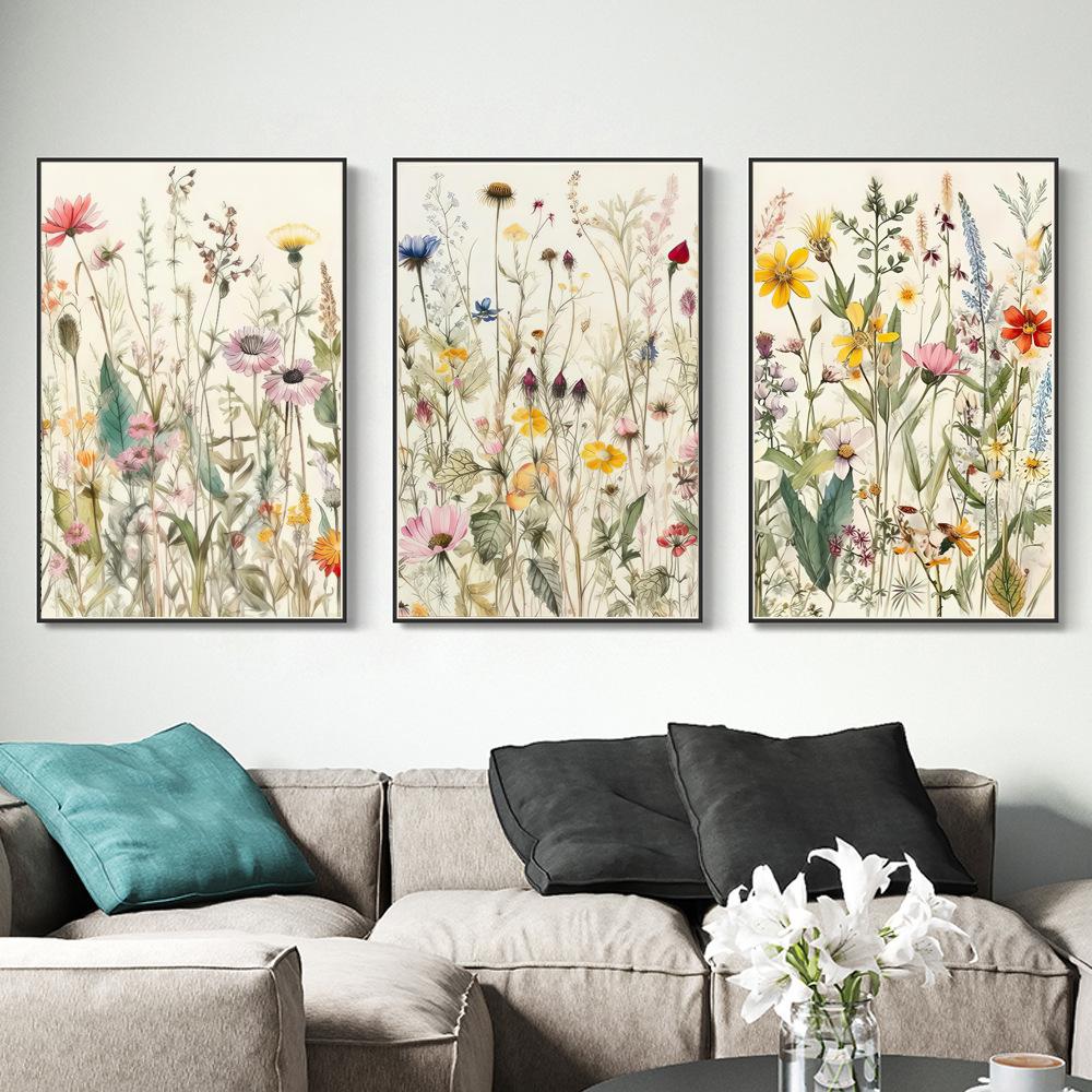 Aquarell Wildblumen Blumen Poster Bunte Blumen Drucke Boho Kunst Leinwand Malerei Minimalistischen Moderne Wand Bild Schlafzimmer Dekor