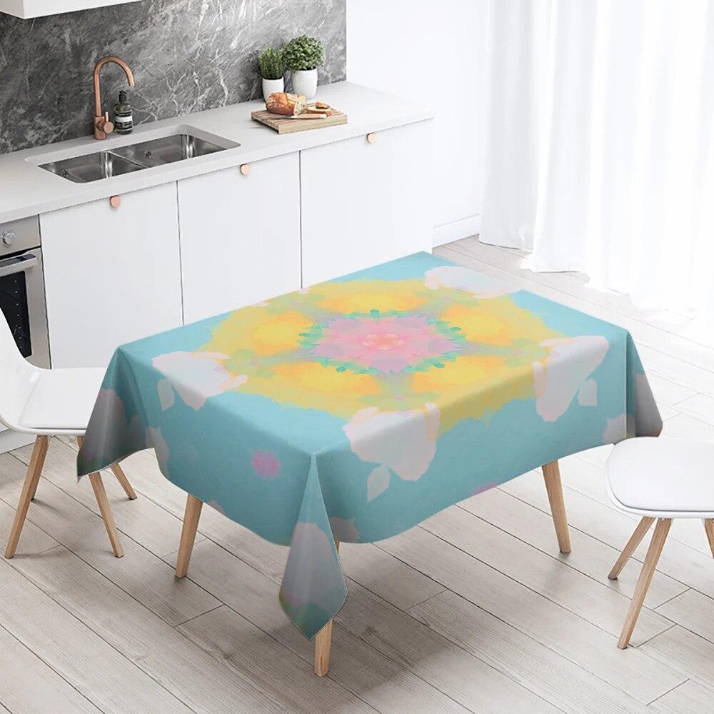 Waterproof Rectangle Tablecloth Geometric Mandala Floral  Wedding Party Decoration Restaurant Table Home Decor