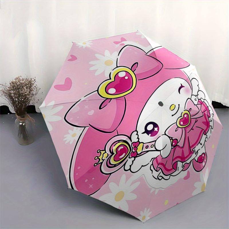 My Melody, Pink Automatic Opening and Closing Parasol Compact Travel Umbrella with 8 Ribs for Women and Men Ideal Birthday/Christmas Gift, O