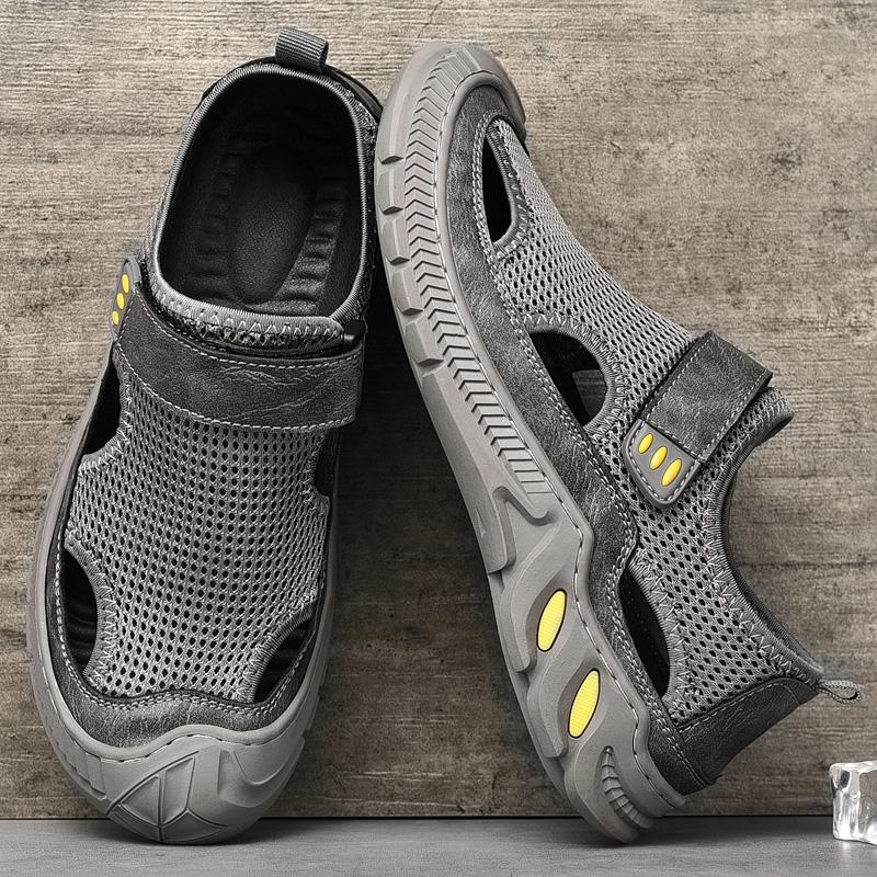 

Men s Summer Sandals Breathable Outdoor Slides Comfortable Arch Support Lightweight Beach Shoes Quick Drying Slippers New Style 39 сірий колір