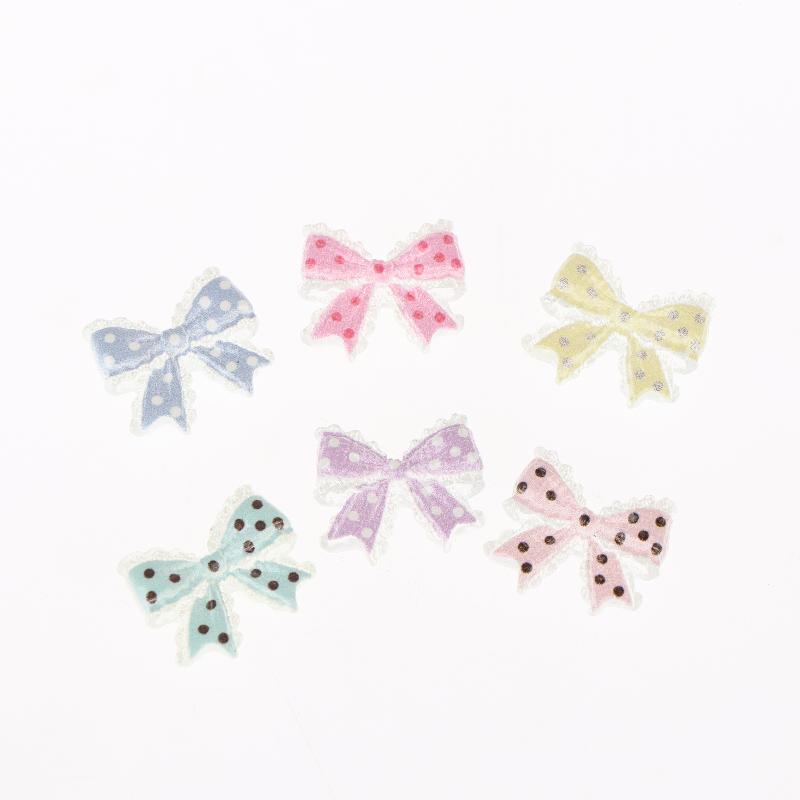 10PCS Planar Resin Bowknot Patches Small Dot Pattern for Scrapbook Diy Hairpin Decoration