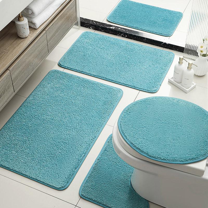 Hot-Selling Bathroom Luxury Set Floor Mat Imitation Cashmere Solid Color Toilet Seat Toilet Bathroom Absorbent Non-Slip Mat