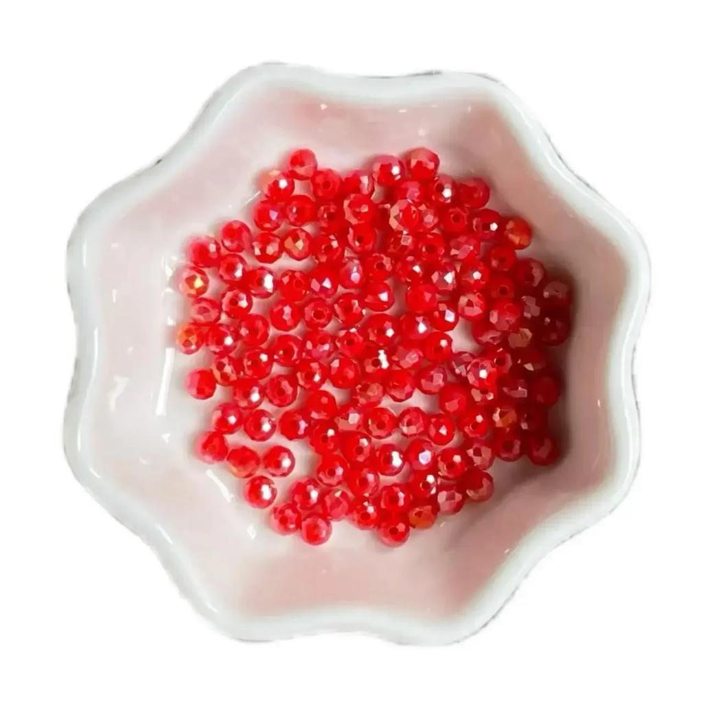 100pcs Czech Rondelle Crystal Beads AB Color Faceted Glass Beads Loose Spacer Beads for Jewelry Making DIY Necklace Accessories