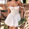 Summer Vintage Backless Sexy Dress Women High Waist Slim Solid Lace Party Casual Dresses Women Fashion A Line Sleeveless Dress Female Clothing 26094