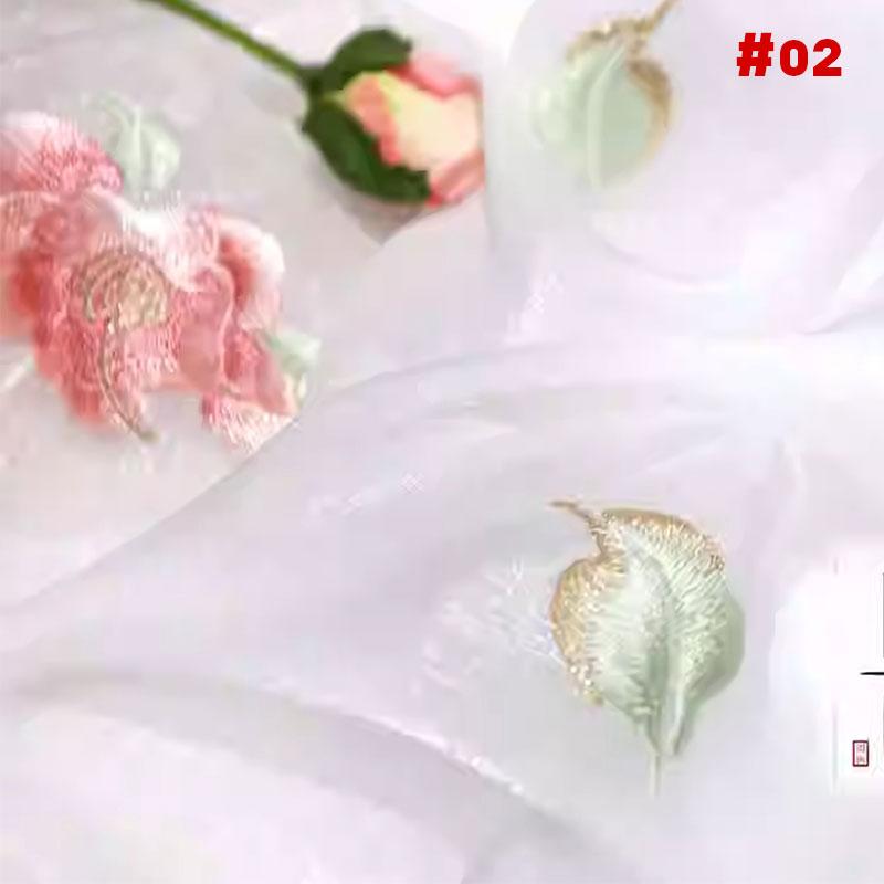 1M Chinese Ancient Style Embroidered Willow Leaf Fabric For Diy Sewing Hanfu Guofeng Dress Peony Embroidery Designer Fabric