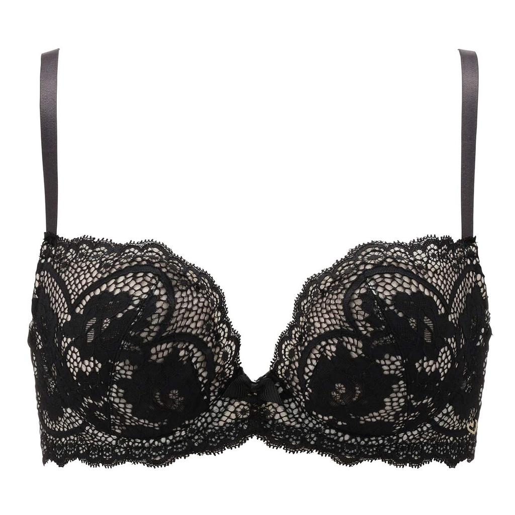 AMOSTYLE Classic Lace Bra Panty M014 Size Push-Up & Set, (Black), C/65M
