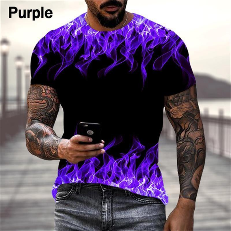 Summer Colorful Fire 3D Graphic Tee Shirt Men Women Harajuku Short Sleeve T Shirt Children