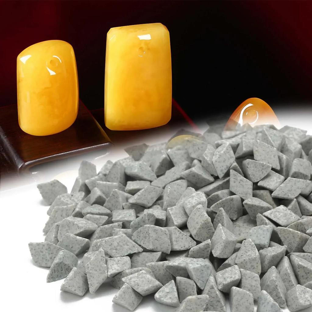 500g Professional Green Triangle Abrasive Media for Jewelry Polishing 4-12mm Triangle Beads for Tumbler/Vibration Machine Use