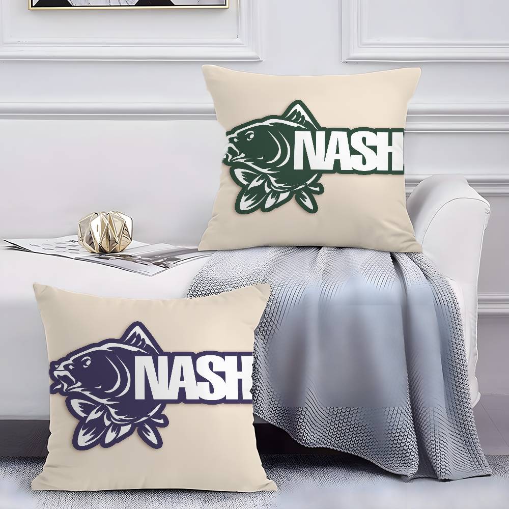 Match With Wild Fishing Prints Nash Pillow Case Anti-dustmite Pillowcase Invisible Zipper Silky Short Plush Sofa Cushion Cover