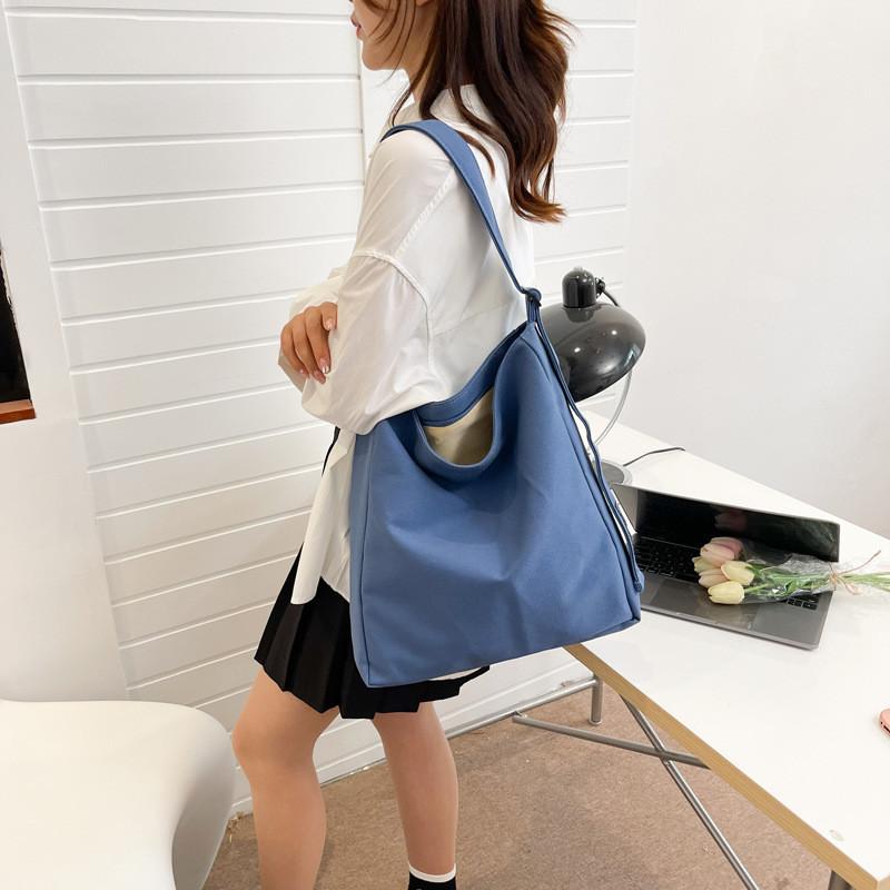 Large Capacity Canvas Shoulder Bag For Women Stylish Korean Trendy Shopping Tote