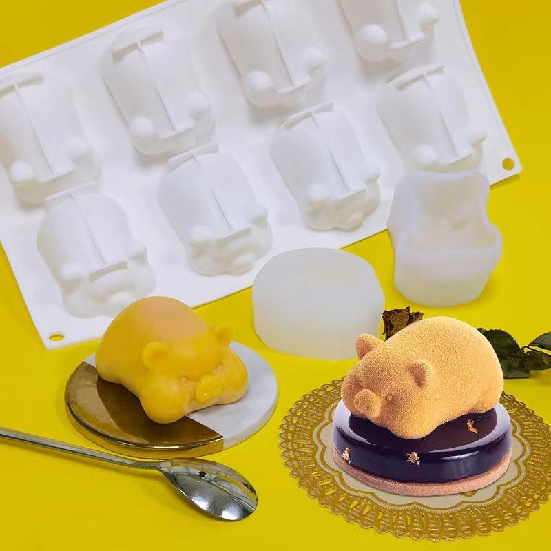 

Силиконовая форма для мусса Golden Pig, форма для торта своими руками, форма для мороженого в виде 3D-рисового пирога в виде свиньи