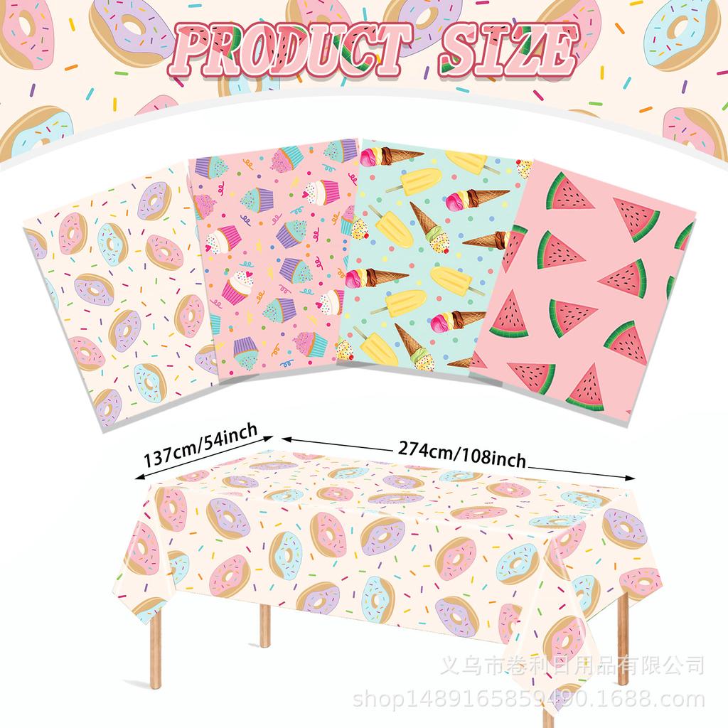 Themed Party Supplies Birthday Decoration Summer Ice Cream Watermelon Donuts Tablecloth Children'S Birthday Tablecloth