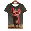Funny Pig Pattern Men T Shirt 3D Printed Animal Tshirt Crew Neck T-Shirt Summer Street Short Sleeve Casual Tee Shirts Tops