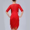 Stage Ready Latin Dance Costume Lightweight Breathable Fabric Sparkling Sequins Flattering Fringe Design
