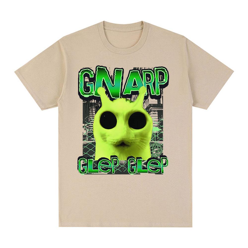 Gnarp Silly Alien Cat Meme Brainrot T Shirts Gen Z Stupid Funny Unisex Women Clothing Fashion Oversized Cotton T-Shirt Streetwear