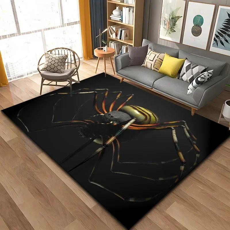 3D Spinne Krabbeln Tier Teppich Halloween Horror Matte Süßes oder Saures Teppiche Teenager Schlafzimmer Bodenmatte Festival Heimdeko Fußmatte