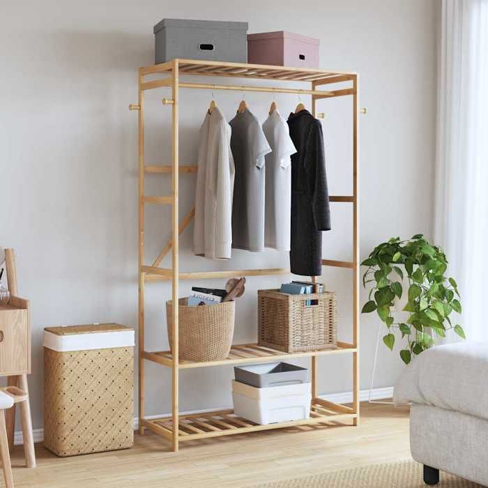 VidaXL Clothes Rack with Shelves 110x40x175 Cm Bamboo, Coat Rack, Coat Rack with Shelf, Clothes Rack with 4008924