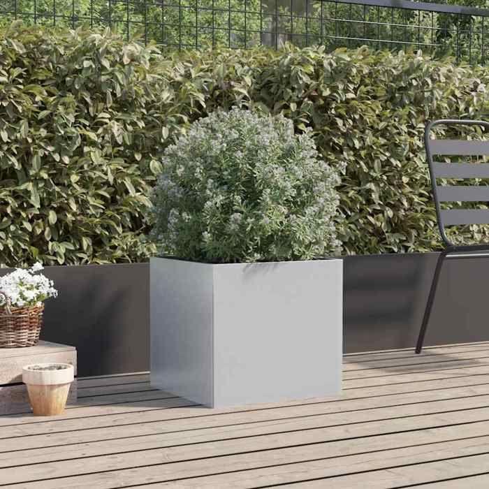 VidaXL Jardinière, Lit Surélevé, Bac à Fleurs, Pot de Plantes, Boîte à Fleurs Jardin Patio Terrasse, Argenté 42x40x39 cm 841557