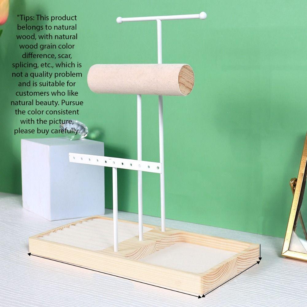 Simple Wood Necklace Holder Organizer Space Saving Jewelry Display Stand Retail Display