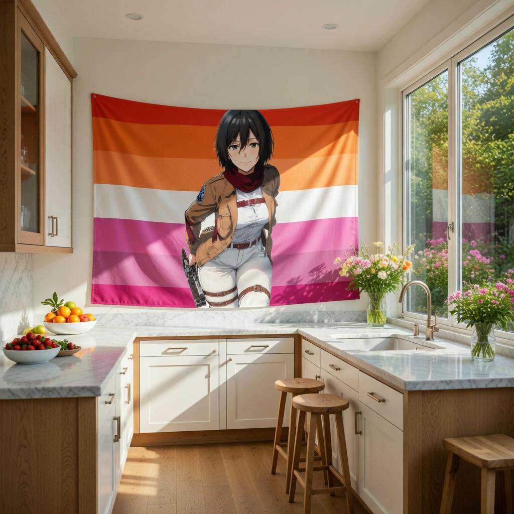AOT Female Characters Wall Tapestry Colorful Flat Print Art Stylish Room Decor for Anime Lovers Ideal for BedroomLiving Room
