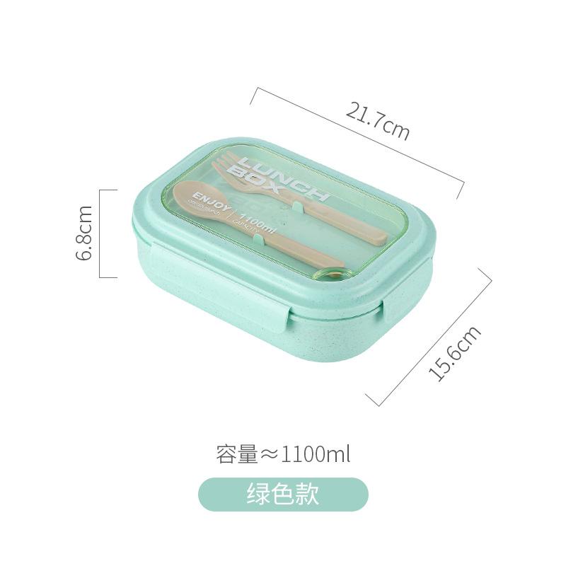 Green Straw Lunch Box with Lid for Adults and Kids Bento Container for School Work or Picnic