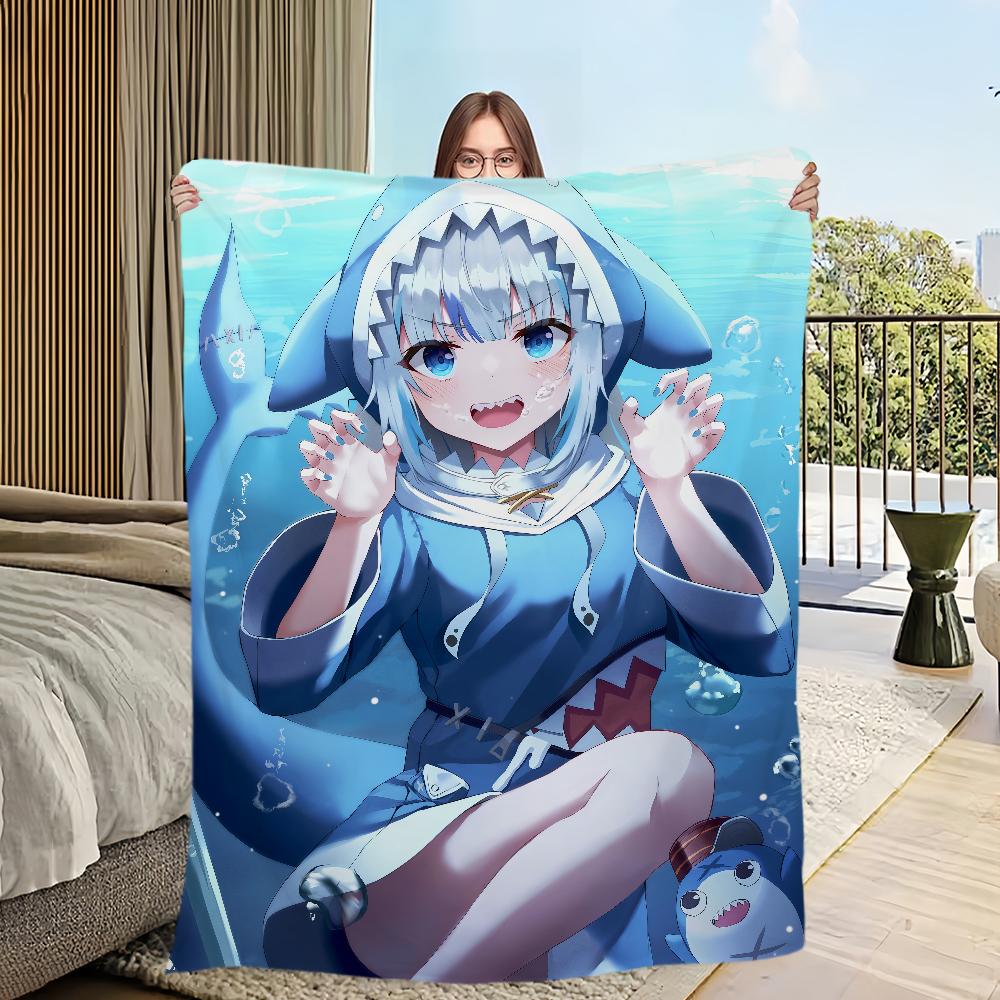 Kawaii Anime Girl Music Art G-gawr G-gura Blanket Flannel Warm Comfort Soft Plush Blanket Sofa Living Room Bedroom Travel Gift