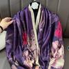 Autumn and Winter New Beautiful Brocade Silk Silk Satin Simulation Silk Foreign Silk Scarf High Fashion Versatile Sunscreen Shawl Scarf