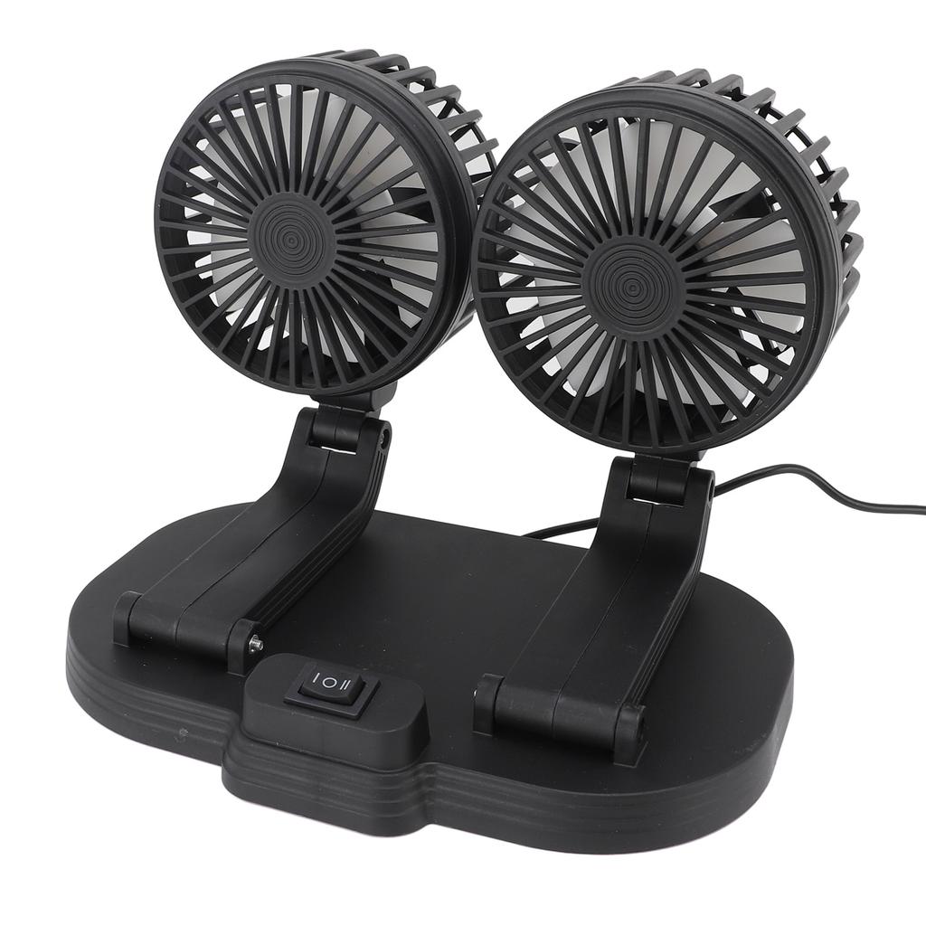 Dual Heads USB Fan for Car Dashboard Multi Speeds Quiet Portable Vehicle Cooling Fan for RV Truck
