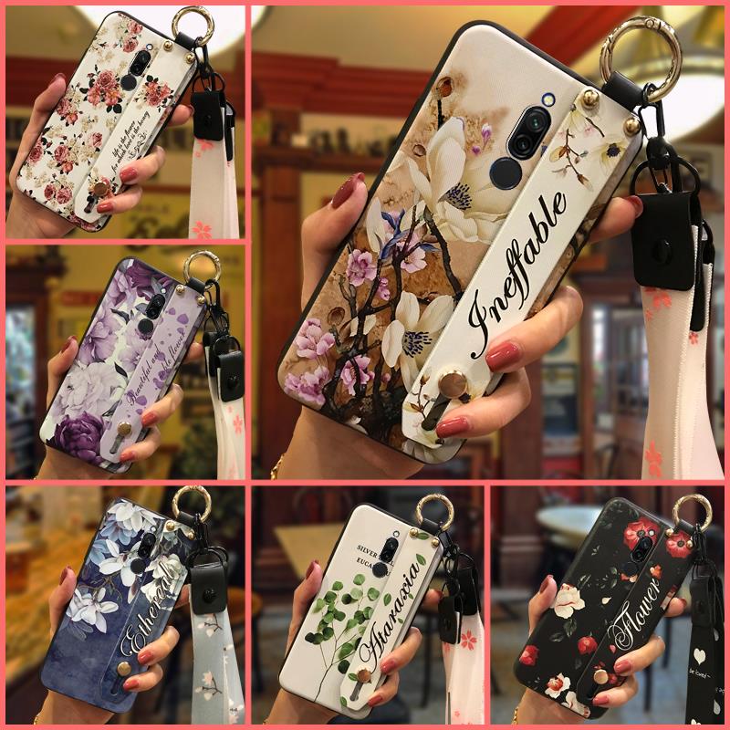 Flower Anti-knock Phone Case For Xiaomi Redmi 8 Silicone Wristband Anti-dust Soft case Fashion Design Phone Holder Ring