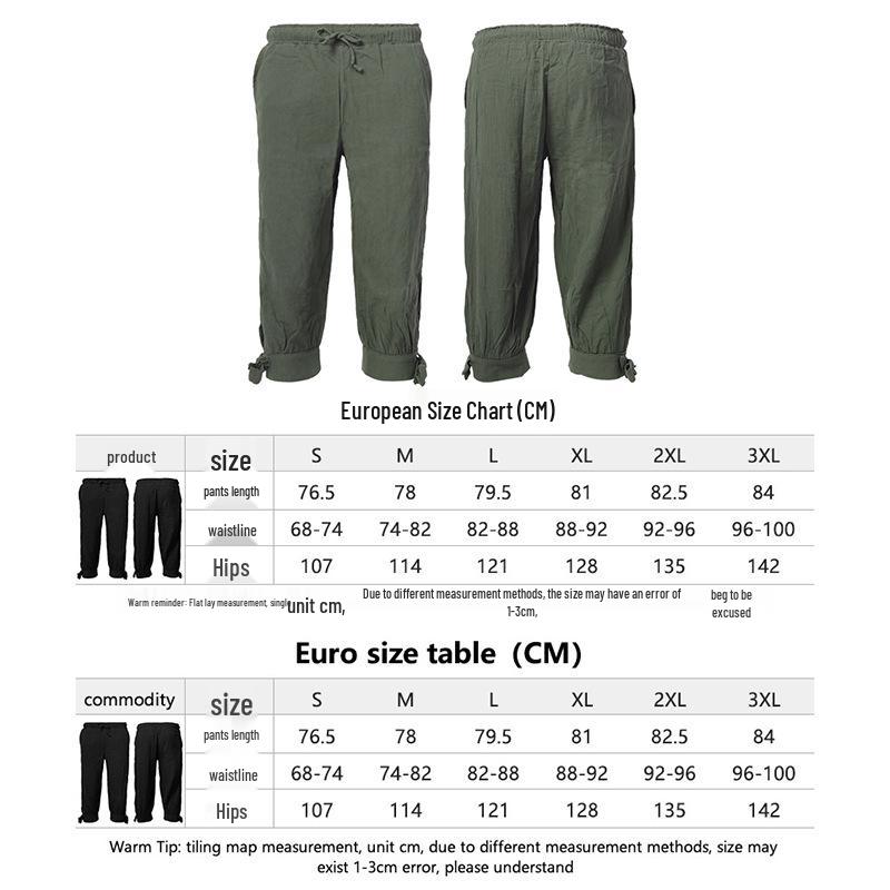 Men's Casual Pirate-Style Ankle Strap Quick Dry Pants for Summer