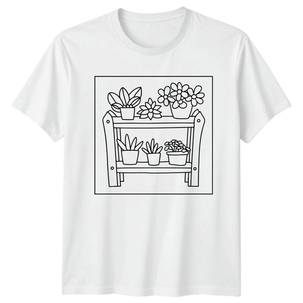 Shelved Plants Gardening Hobbies Unisexs TShirt Ladies Tee Graphic Unisex Top S
