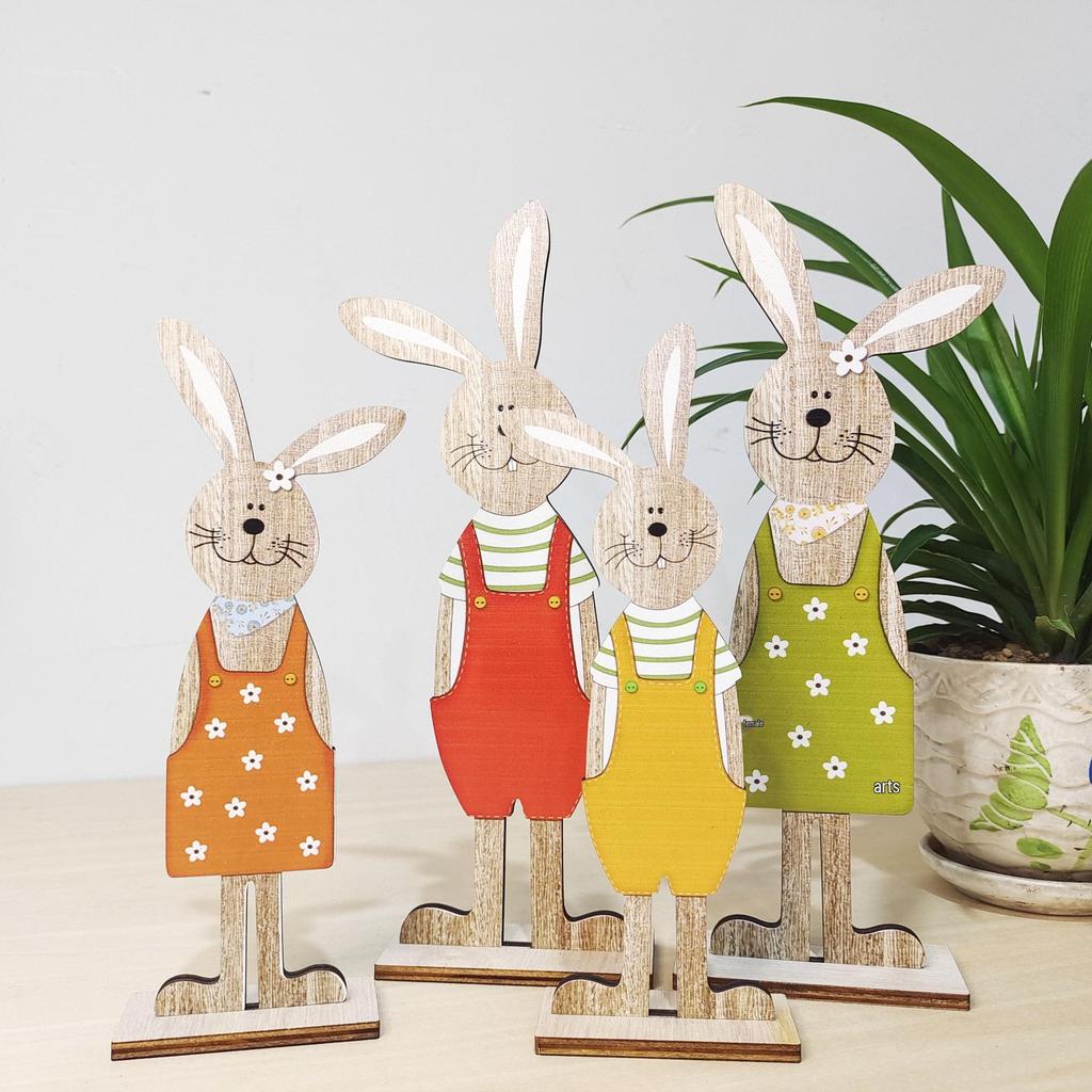 Easter Bunny Painted Wooden Desk Ornament