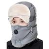 Winter Warm Ear Flap Caps Trapper Hat with Face Cover & Goggles Windproof Hat for Skating Skiing Outdoor Activities