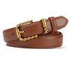 Twist Buckle Leather Women'S Belt Retro Design First Layer Cowhide Needle Buckle With Jeans Pants Belt Women