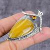 Natural Septarian, Citrine Handmade 925 Sterling Silver Pendant 2.17" ET-1544