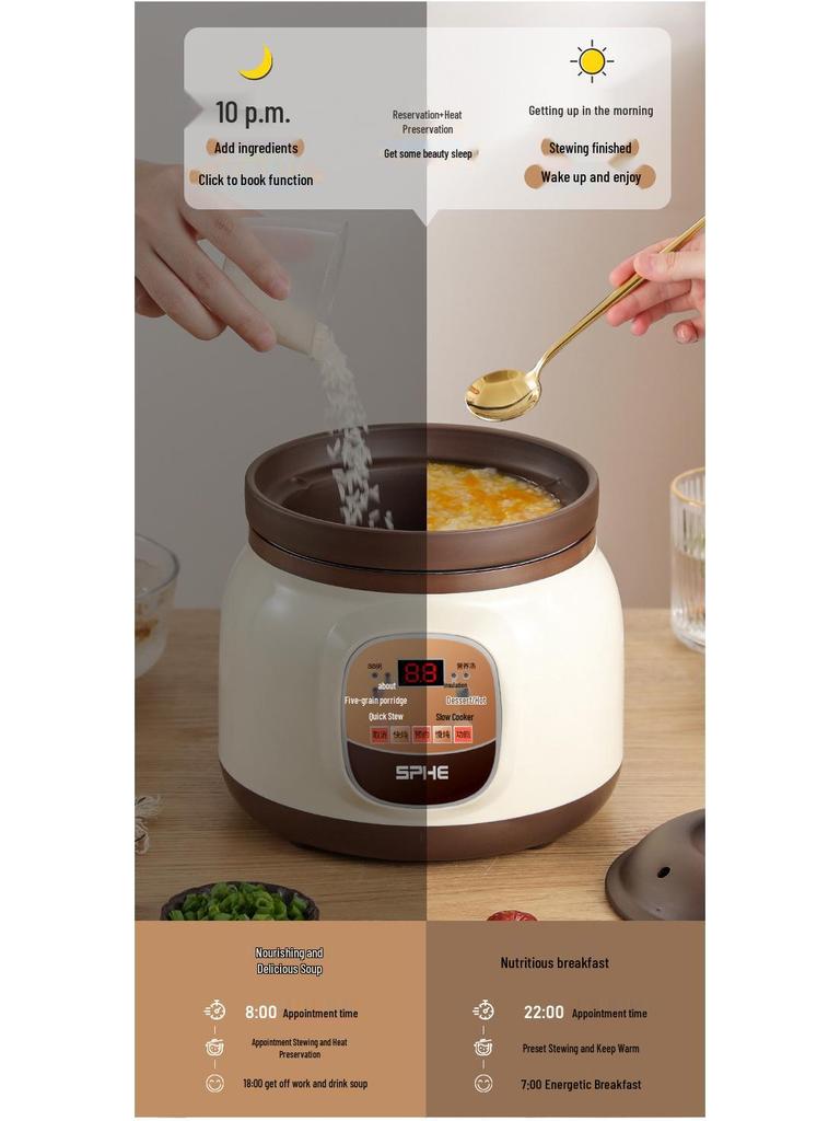 Carefully Selected Multifunctional Purple Clay Electric Slow Cooker: Automatic Soup, Stew, and Porridge Pot