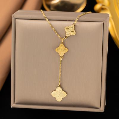 New Niche Design Lucky Four-Leaf Clover Long Necklace Female Simple Fashion High-Class Sense Of Hundred Necklaces