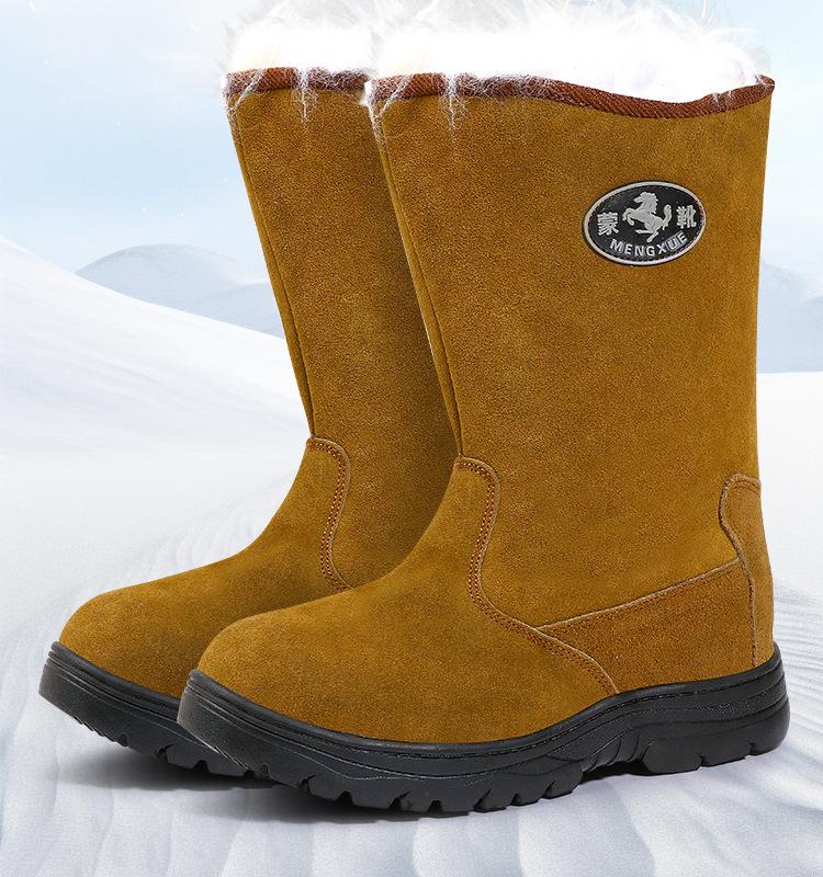 Real Wool Waterproof Winter Boots -40°F, Non-Slip Genuine Leather