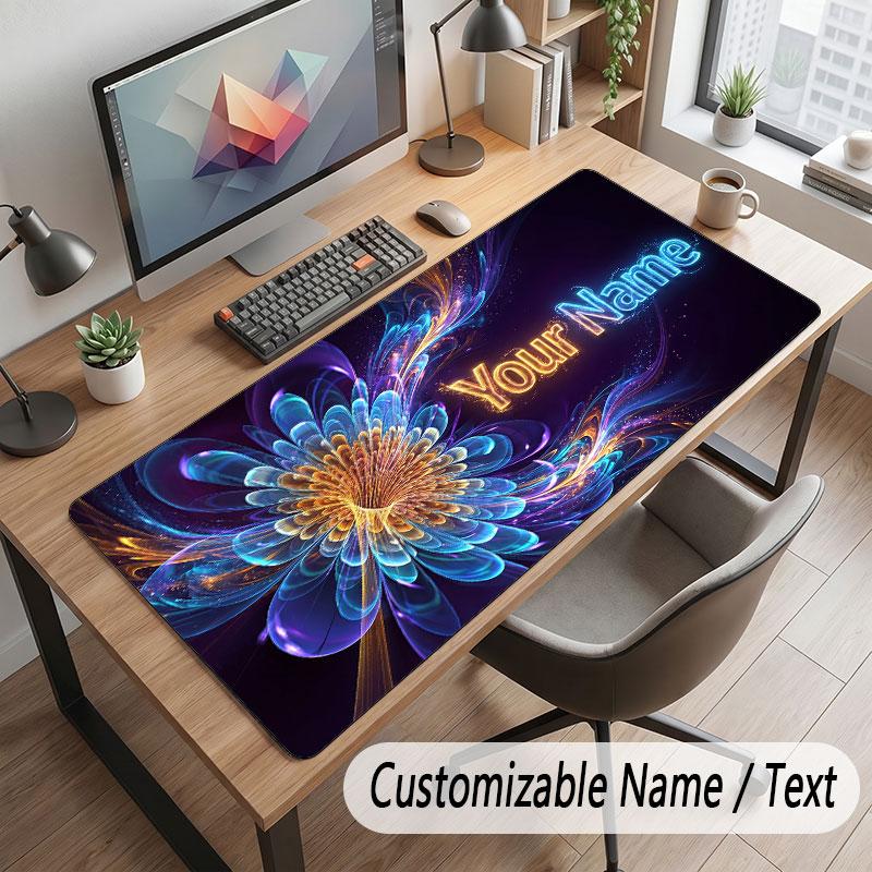 Floral Garden Theme Customized Mouse Pad Personalized Print Name Text Desk Mat For Home Office Table Decor