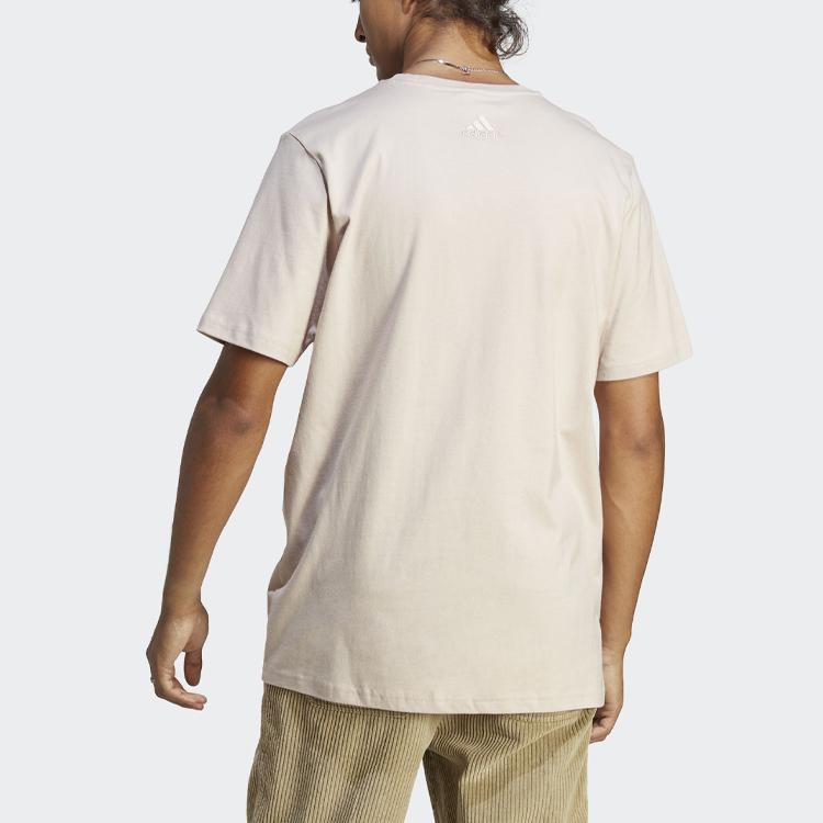 Adidas Essentials Letter Logo Print Crew Neck Short Sleeve T-Shirt Men Tops Coffee IC9356
