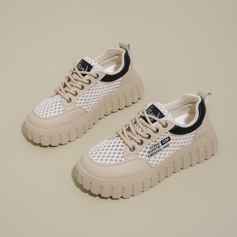 Summer Little White Shoes New Female Students Heightening Mesh Breathable Board Shoes Casual Shoes 2-