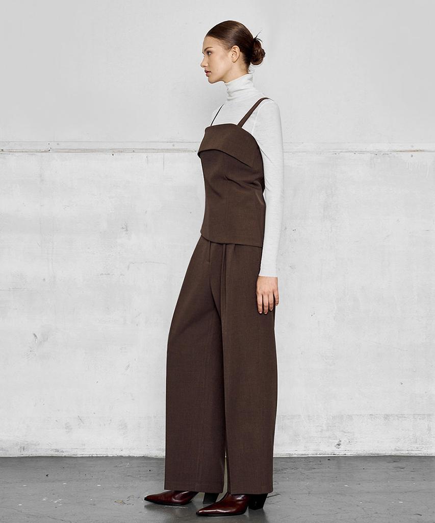 Laneonkyulleoseu Classic Semi-Wide Pants_Brown