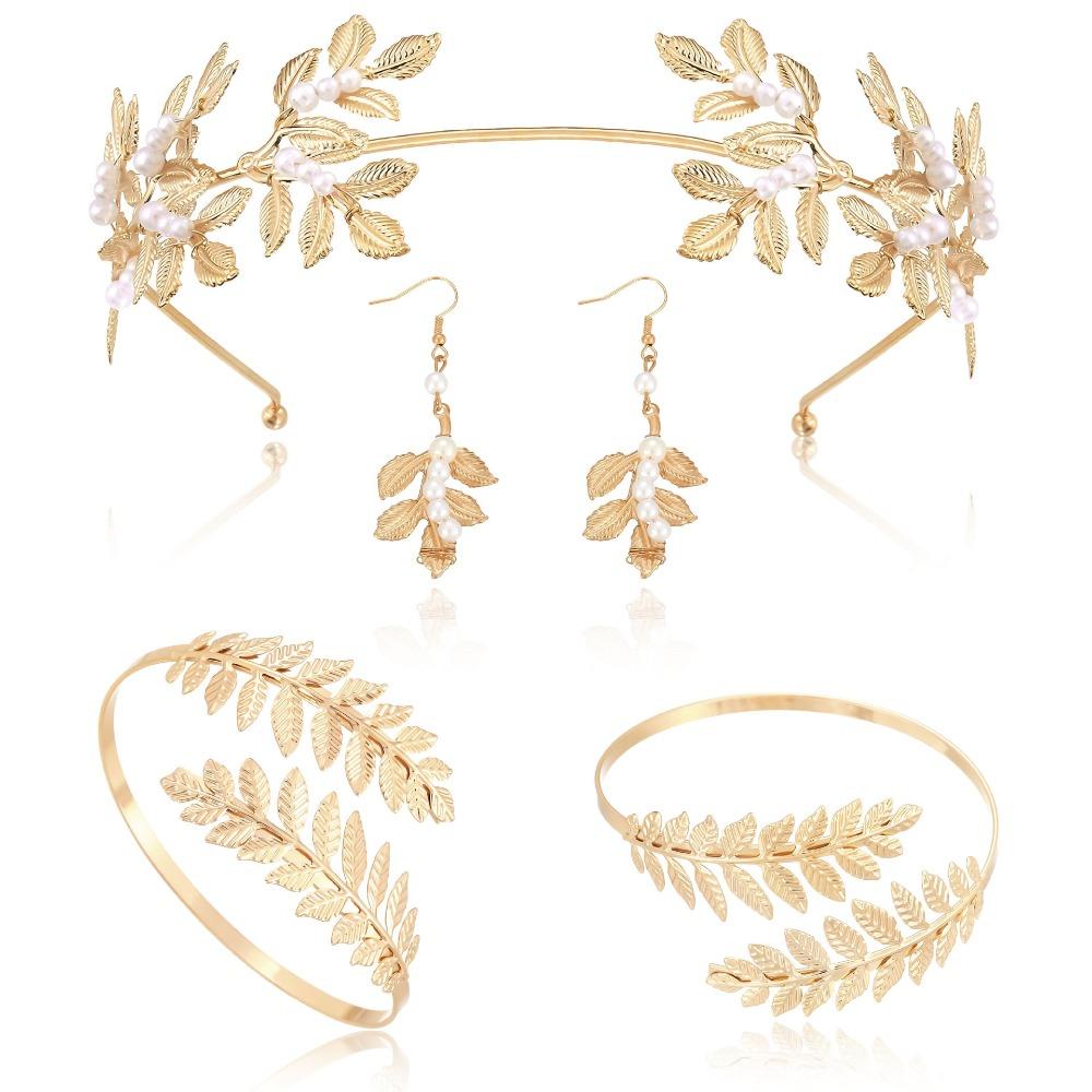 Hair Accessories Fashion Personality Gold Leaf Pearl Headband